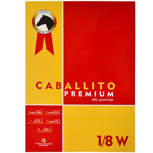 Block dibujo 1/8 W CABALLITO Premium 20 hojas 180g
