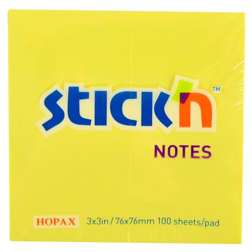 Notas autoadhesivas STICK 76 x 76 mm amarillo con percha