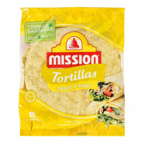 Tortilla MISSION Trigo y Maíz 20cm 320g