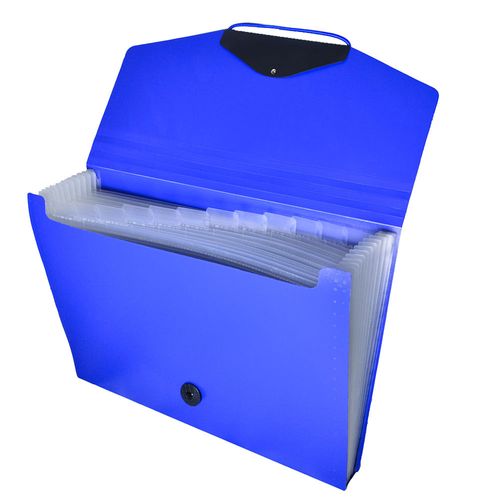 Carpeta A4 con fuelle 12 divisiones azul