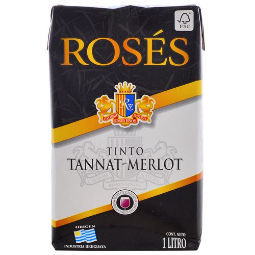 Vino Tinto de mesa Tannat Merlot Roses 1 L