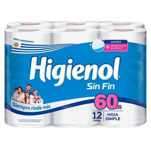 Papel higiénico HIGIENOL Sin Fin 60 m x 12