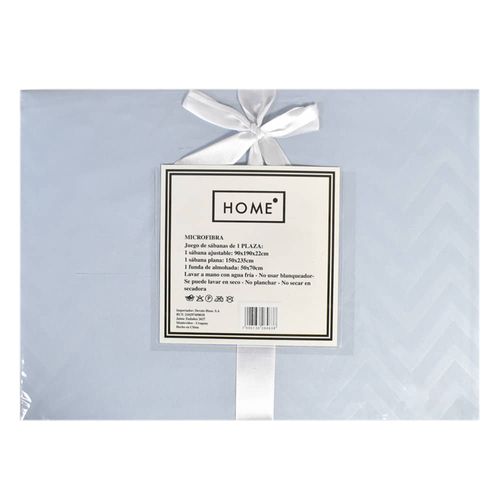 Juego de sábanas HOME microfibra celeste 1 plaza