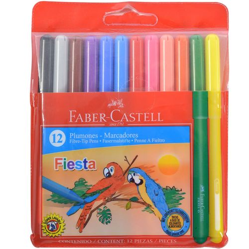 Marcadores FABER CASTELL finos 12 un.