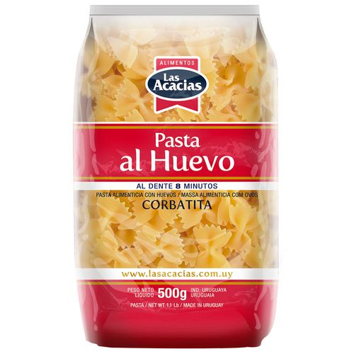 Fideos al huevo LAS ACACIAS corbatita 500 g