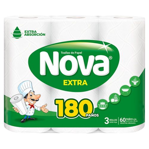 Rollo de cocina NOVA extra 60 paños x 3 un.