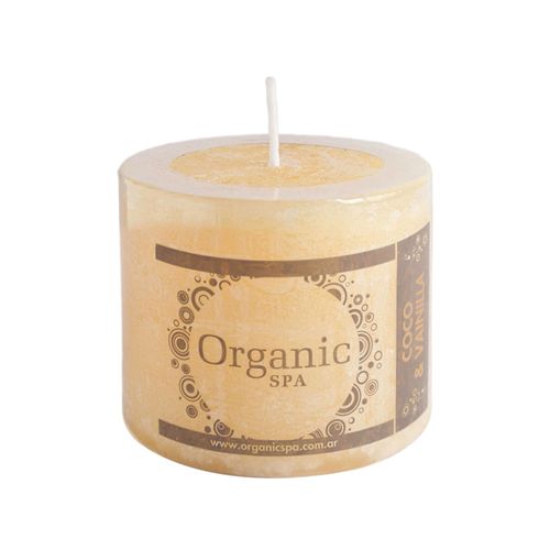 Vela ORGANIC cilíndrica 5x5 cm coco/vainilla