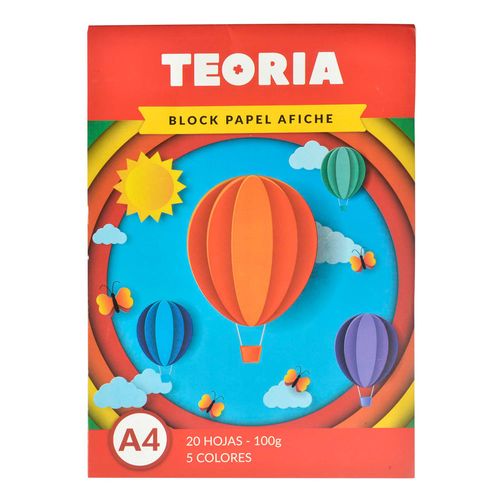 Block papel afiche TEORIA+ 20 hojas de colores A4 120g