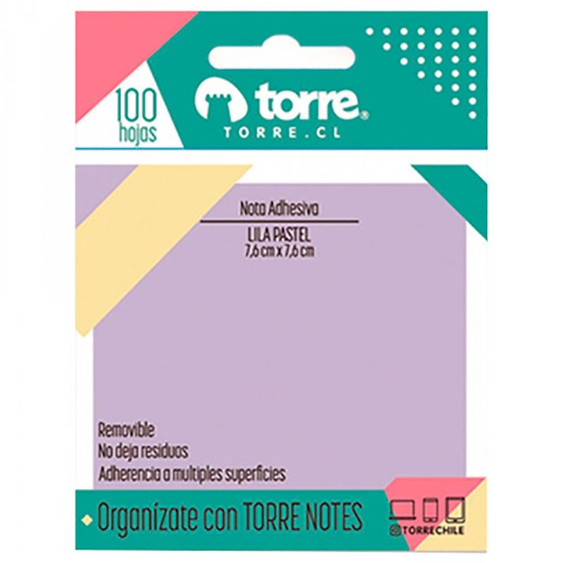 Notas-adhesivas-TORRE-lila-pastel-76x76-mm-100-hojas-0