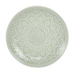 Plato-postre-20-cm-ceramica-decorado-verde-mandala-0