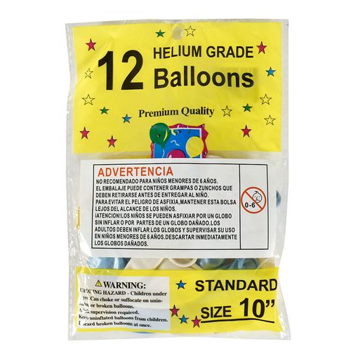 Globos 25 cm x 12 Un. Celeste-Blanco-Amarillo