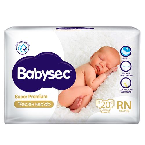 Pañal Babysec clásico recién nacido 20 un.