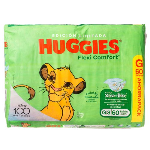 Pañales HUGGIES Flex Confort ahorro G 60 un.