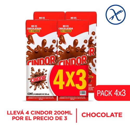 Leche chocolatada CINDOR Pack 4 x 3