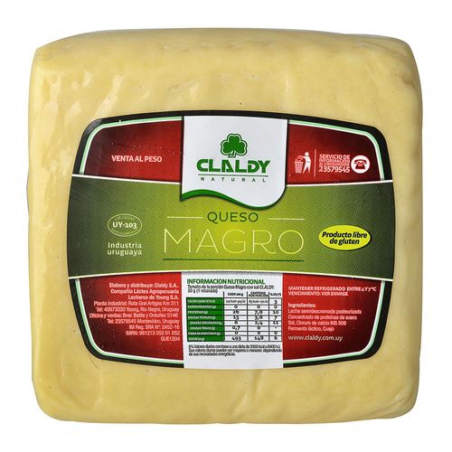 Queso magro CLALDY chico con sal 1.2 kg