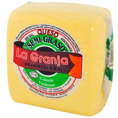 Queso Semi magro BRASSETTI sin sal x 500 g