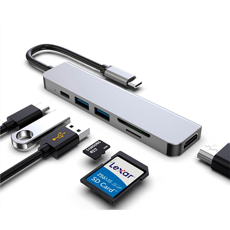 Hub-HAVIT-USB-C-a-USB-6en1-con-lector-de-SD-0
