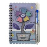 Libreta-con-rulo-A6---lapicera-flor-0