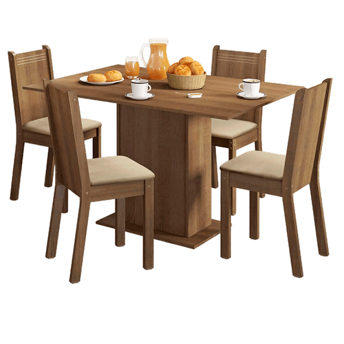 Juego de comedor 4 sillas crema/perla