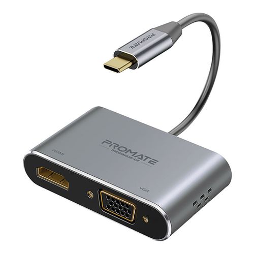 Hub PROMATE media USB-C a HDMI,4K y VGA