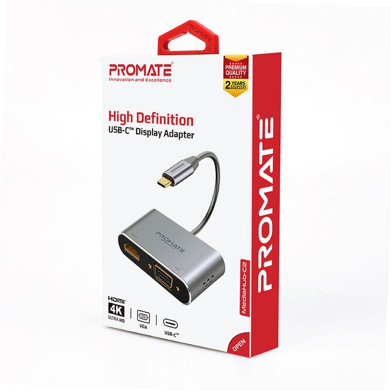 Hub-PROMATE-media-USB-C-a-HDMI4K-y-VGA-1