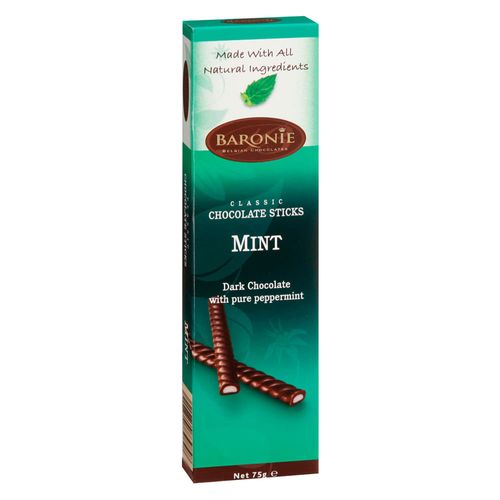 Chocolate sticks Baronie amargo menta 75 g