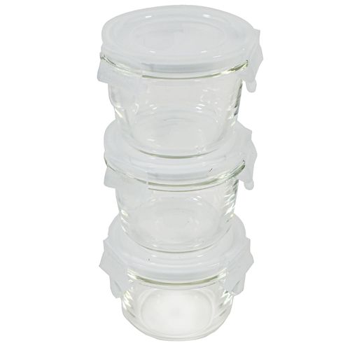 Set x 3 contenedores de vidrío 120 ml con tapa hermético