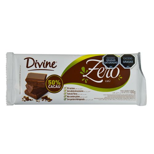 Chocolate DIVINE zero semi amargo 50% cacao 100 g