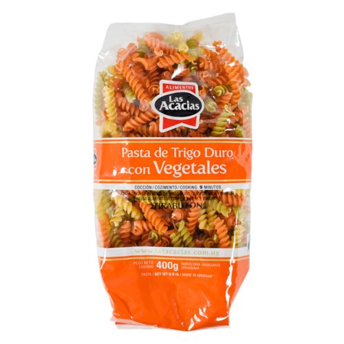 Fideo tirabuzón con vegetales LAS ACACIAS 400 g