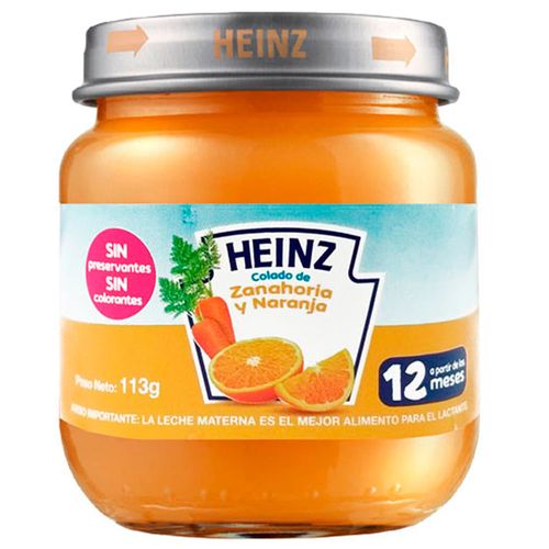 Alimento para bebé HEINZ colado de zanahoria y naranja 113 g