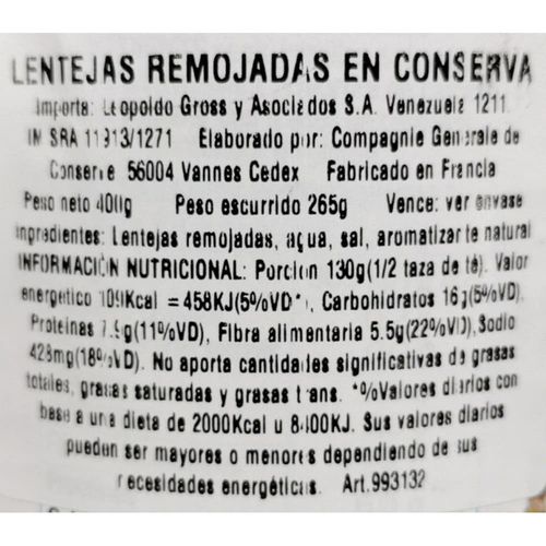 Lentejas JEAN NICOLAS 400 g