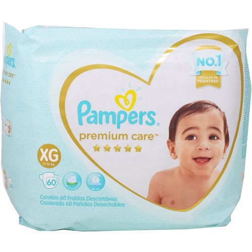 Pañal PAMPERS premium care XG 60 un.