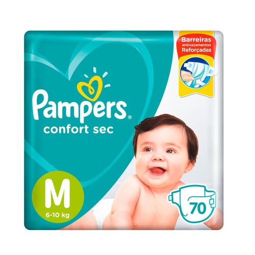 Pañal Pampers confort sec forte bag M 70 un.