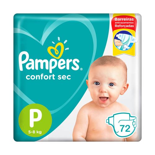 Pañal PAMPERS confort sec forte bag P 74 un.