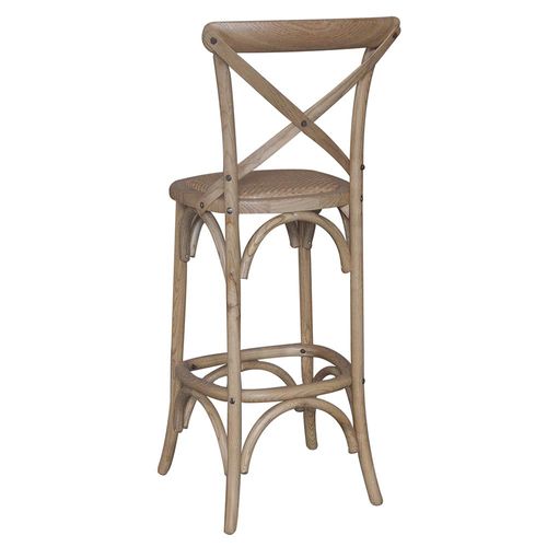 Silla alta en madera y rattan 47x49x110 cm