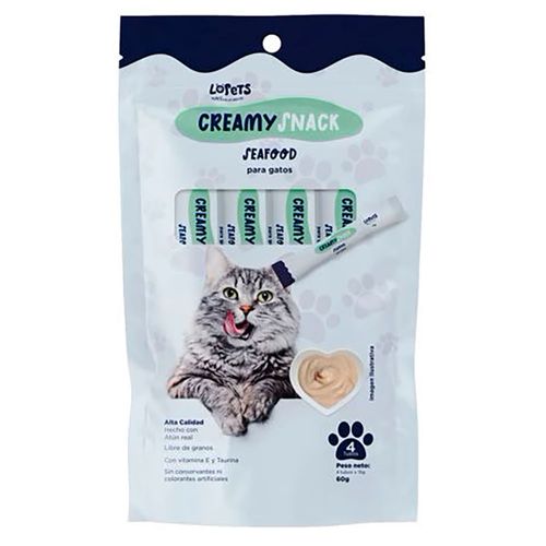 Snack Cremoso LOPETS para gato 60 g Mariscos