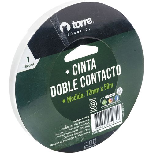 Cinta doble faz TORRE 12 mmx 50 m