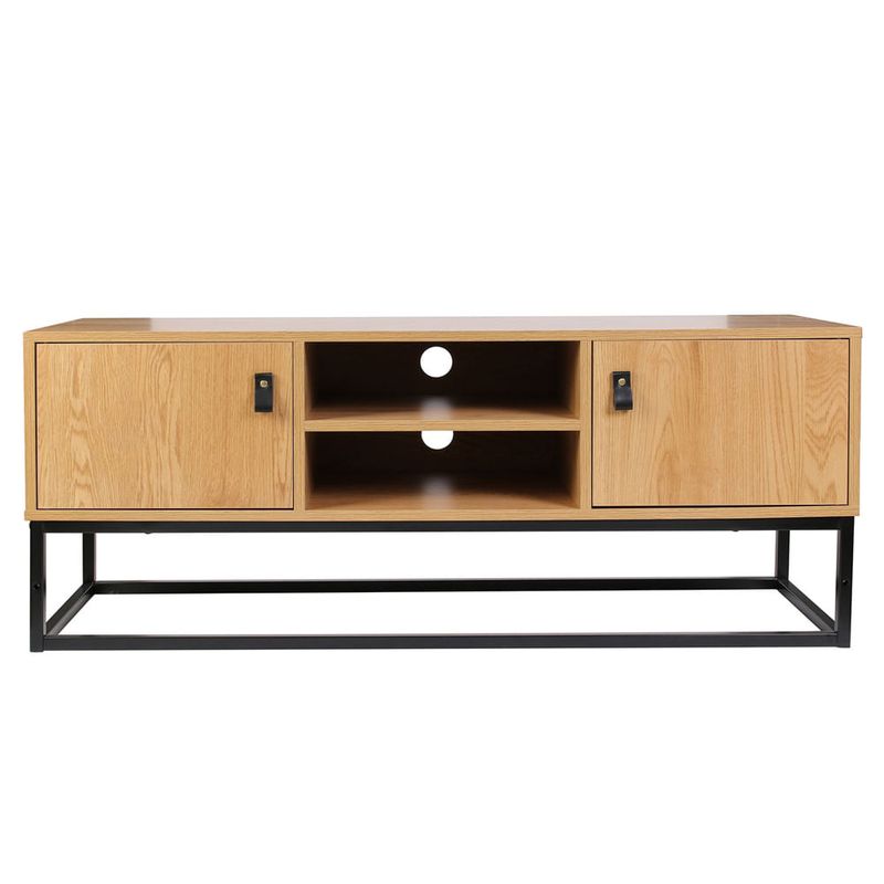 Rack-tv-bajo-madera-y-metal-2-puertas-117x39x48cm-1
