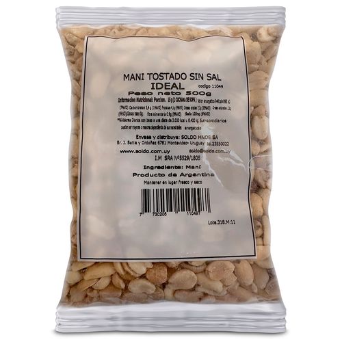 Maní tostado sin sal IDEAL 500 g