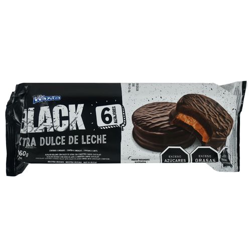 Pack 6 un. Alfajor black PORTEZUELO extra dulce de leche