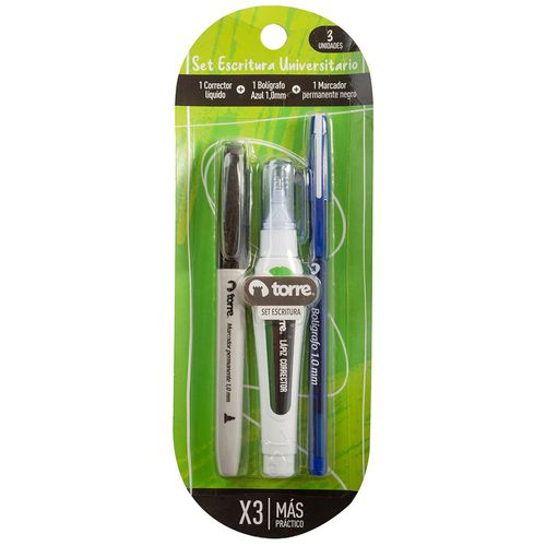 Set de Escritura TORRE Corrector + Bolígrafo Azul