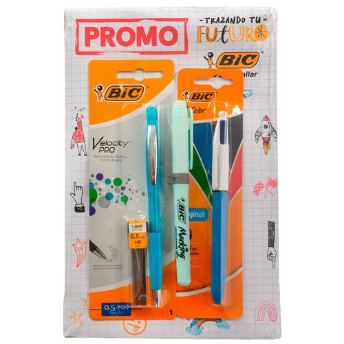 Pack BIC Portaminas + Minas + Boli + Resaltado Pastel Gratis