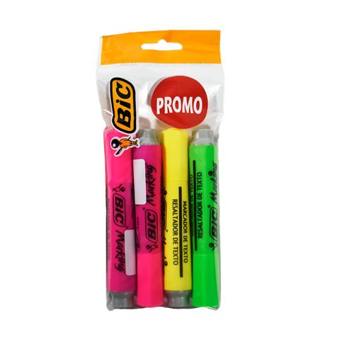 Resaltador BIC 3 un. 1 Gratis
