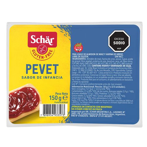 Pan Pevet SCHAR sin glúten 150 g