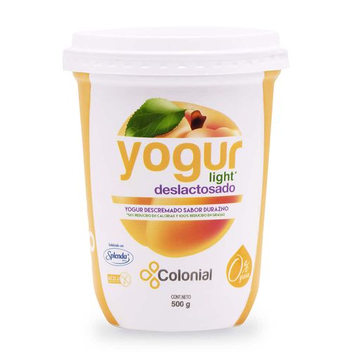 Yogur COLONIAL Light Deslactosado Durazno 500 g