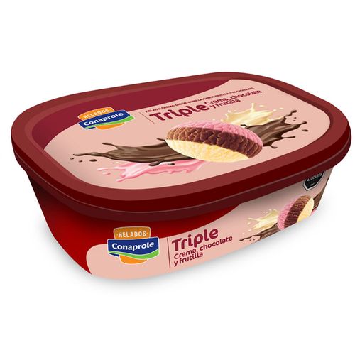 Helado CONAPROLE triple crema-chocolate-frutilla 1 L