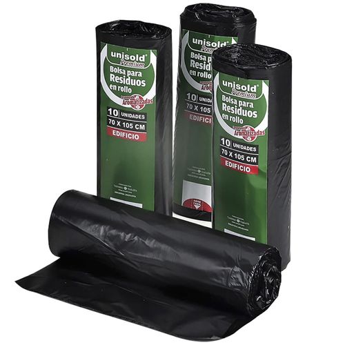 Bolsa residuo en rollo UNISOLD edificio 70x105cm negra 10 un.