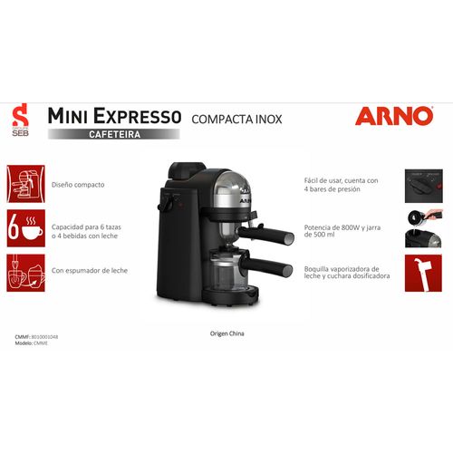 Cafetera Espresso ARNO 800W 6 Tazas
