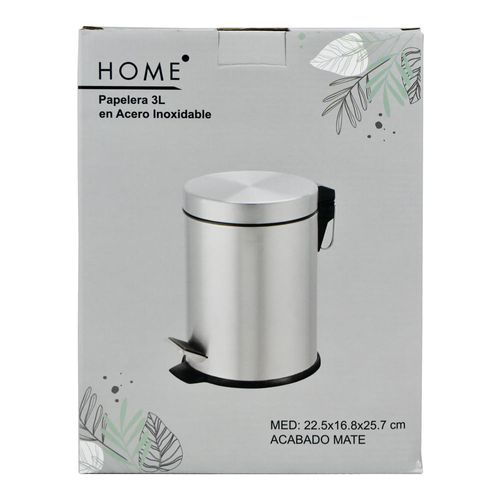 Papelera en acero con pedal 3 L 22,5 x 16,8 x 25,7 Mate