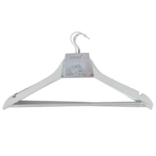 Set de perchas de madera x 3 Blanco HOME